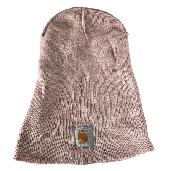 Carhartt Pink Beanie Hat Logo Skull Cap Warm Winter Knit Logo Ski - Picture 3 of 8